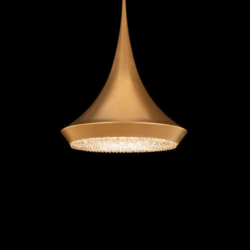 Schonbek Lighting Verita Soft Gold LED Pendant with Conical Shade by Schonbek Lighting S5518-709O