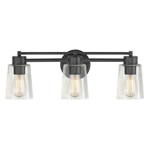 Industrial Clear Glass Bathroom Light Black 3 Lt | 703-07 GL1027-CLR ...