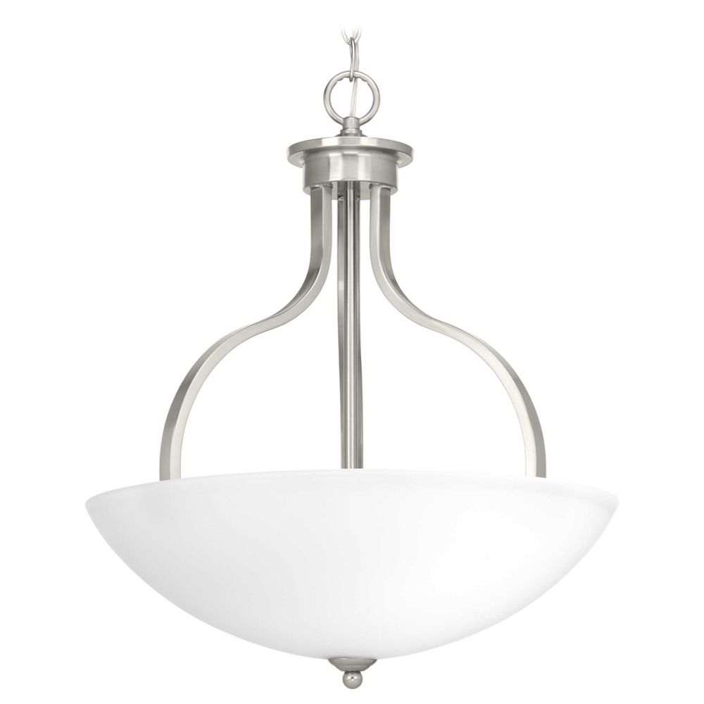 Progress Lighting Laird Brushed Nickel Pendant Light with Bowl / Dome ...