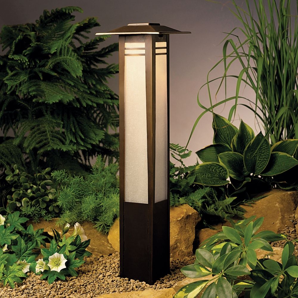 Kichler Zen Garden Bollard Path Light Olde with Amber Glass | Destination Lighting