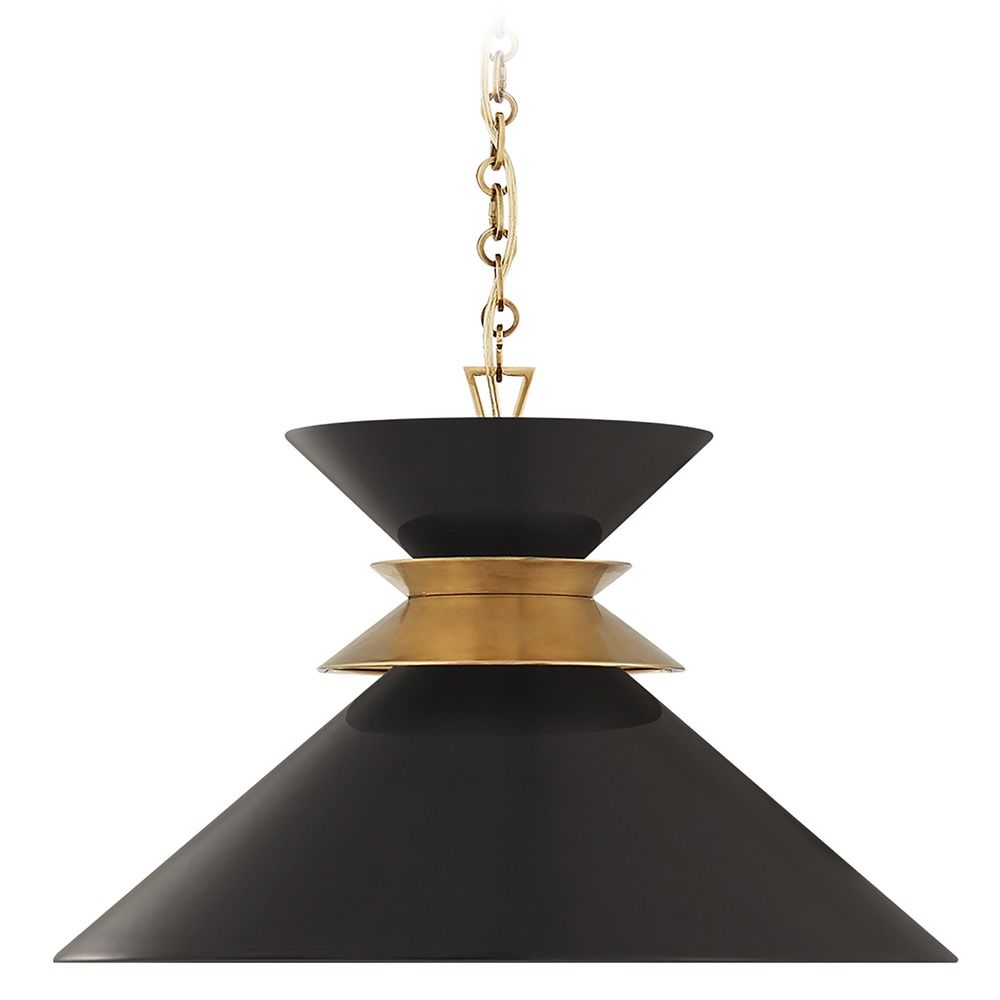 E.F. Chapman Alborg Large Pendant in Brass & Black by Visual Comfort  Signature, CHC5245ABBLK